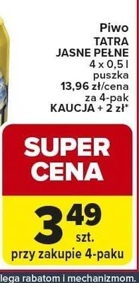 Piwo Tatra Jasne Pełne promocja