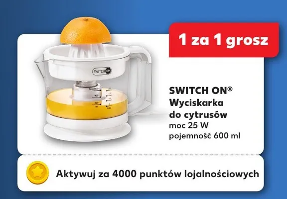 Wyciskarka do cytrusów moc 25 W pojemność 600 ml Switch On promocja w Kaufland