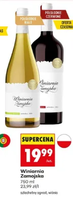Wino Winiarnia Zamojska białe promocja w Biedronka