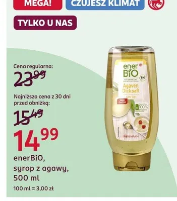 Syrop z agawy 500 ml promocja w Rossmann
