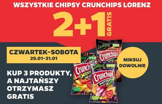 Wszystkie chipsy Crunchips 2+1 GRATIS promocja w Netto