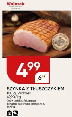 Szynka z tłuszczkiem Wolarek promocja w Chata Polska