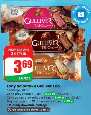 Lody na patyku Trio karmelowe promocja w Dino