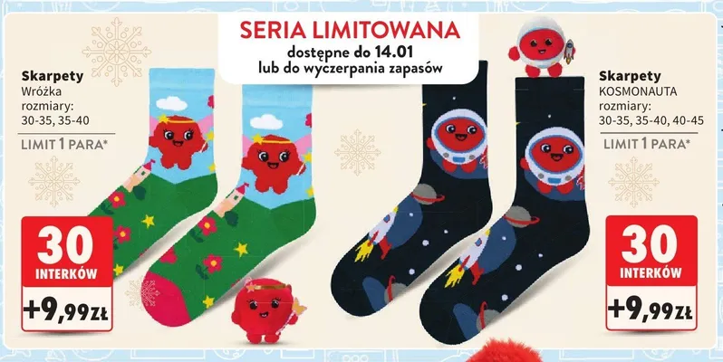Skarpety Kosmonauta, różne rozmiary promocja w Intermarche
