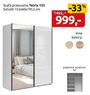 Szafa przesuwna Tetrix 1S3 promocja w Black Red White