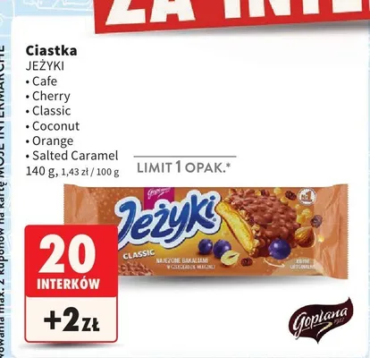 Ciastka, różne rodzaje Jeżyki promocja w Intermarche
