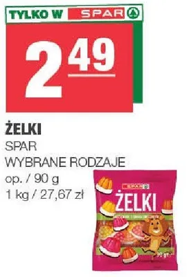 Żelki Spar wybrane rodzaje promocja w SPAR