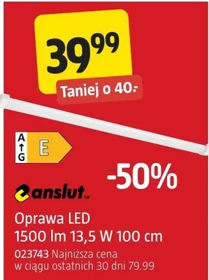 Oprawa LED 1500 lm 13,5 W 100 cm anslut promocja w Jula