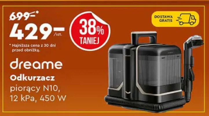Odkurzacz piorący dreame N10, 12 kPa, 450 W promocja w Biedronka