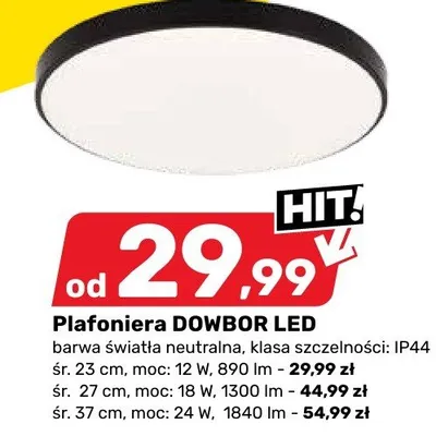 Plafoniera DOWBOR LED śr. 30 cm, moc: 18 W, 1440 lm promocja w Bricomarche