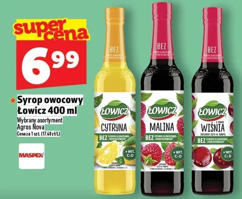 Syrop owocowy Łowicz 400ml promocja w TOPAZ