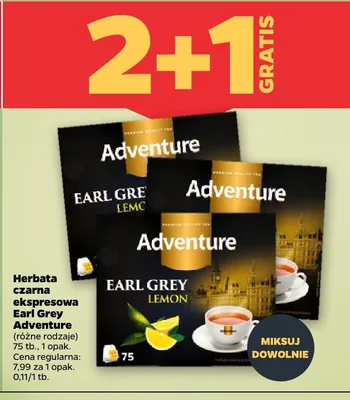 Herbata czarna ekspresowa Earl Grey Lemon Adventure różne rodzaje promocja w Netto