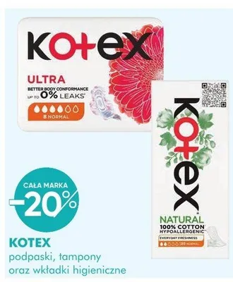Podpaski, tampony oraz wkładki higieniczne KOTEX promocja w Super-Pharm