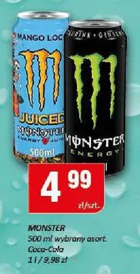 Napój energetyczny Monster lub Juiced Coca-Cola promocja w Chorten