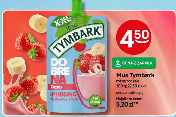 Mus Tymbark różne rodzaje Deser Pudding promocja w Żabka