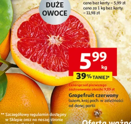 Grapefruit czerwony luzem Auchan promocja