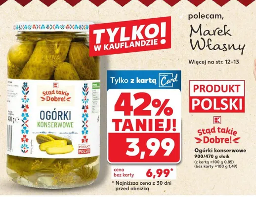 Ogórki konserwowe 900/470g Stąd Takie Dobre! promocja w Kaufland