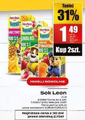 Sok Leon różne smaki promocja w Supeco
