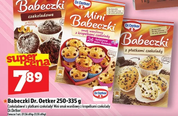 Babeczki Dr. Oetker 250-335 g Czekoladowe/z płatkami czekolady/Mini smak waniliowy z kroplanami czekolady promocja w TOPAZ