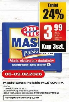 Masło Extra Polskie MLEKOVITA promocja w Supeco