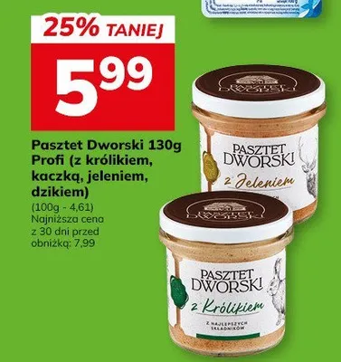 Pasztet Dworski 130g Profi (z królikiem, kaczką, jeleniem, dzikiem) promocja w Hitpol