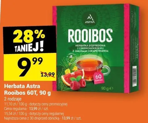 Herbata Astra Rooibos 60T, 90 g promocja w Twój Market