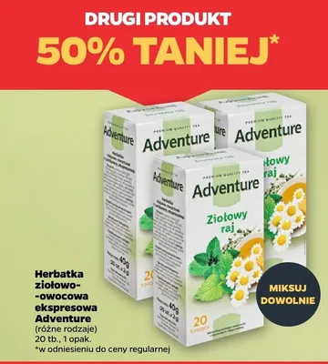 Herbatka ziołowo-owocowa ekspresowa Adventure różne rodzaje promocja w Netto