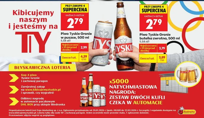 Piwo Tyskie Gronie butelka zwrotna 500 ml promocja w Biedronka