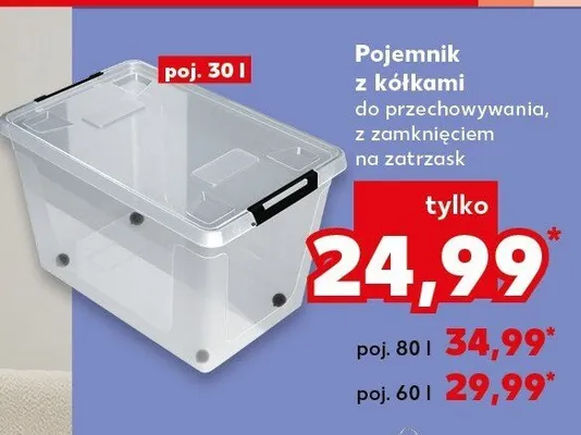 Pojemnik z kółkami do przechowywania, z zamknięciem na zatrzask Kaufland promocja w Kaufland