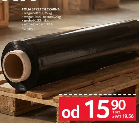 Folia stretch czarna 1,25 kg Selgros promocja w Selgros