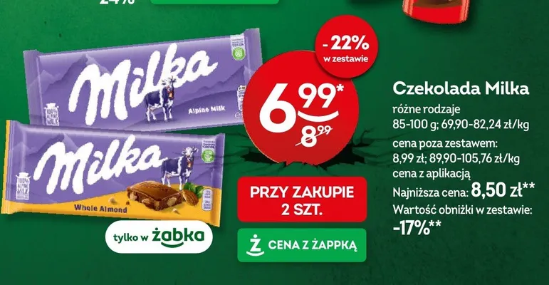 Czekolada Milka różne rodzaje promocja w Żabka