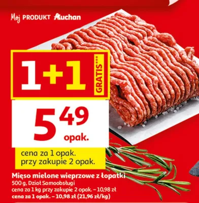 Mięso mielone wieprzowe z łopatki 500 g, Dział Samoobsługi promocja w Auchan