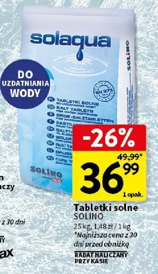 Tabletki solne do uzdatniania wody Solino promocja w Intermarche