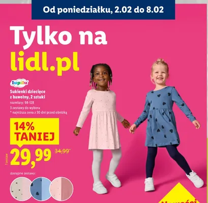 Sukienki dziecięce z bawełny 2 sztuki promocja w Lidl