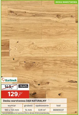 Deska warstwowa DĄB NATURALNY Barlinek promocja w Leroy Merlin