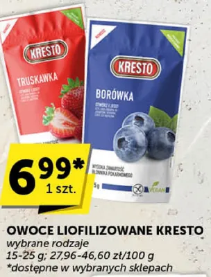 Owoce liofilizowane Kresto truskawka, borówka promocja w Euro Sklep