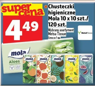 Chusteczki higieniczne Mola 10 x 10 szt./120 szt. promocja w TOPAZ