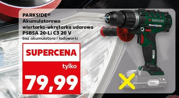 Wiertarko-wkrętarka udarowa akumulatorowa PSBSA 20-Li C3 20 V Parkside promocja w Kaufland