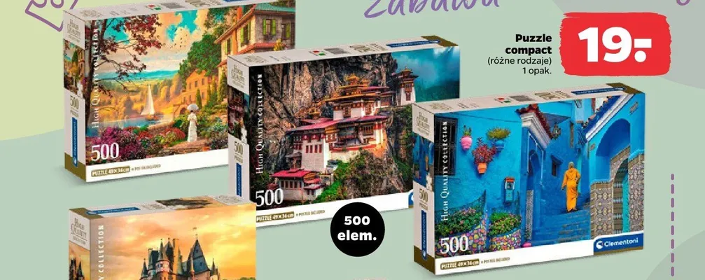 Puzzle compact różne rodzaje 500 elem. promocja w Netto