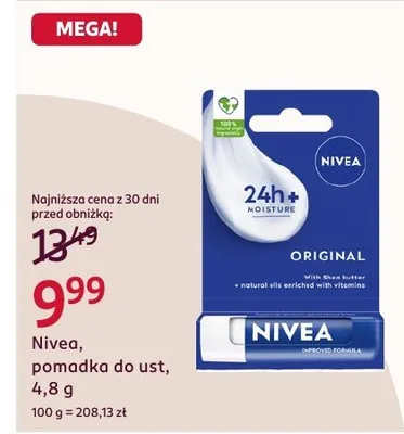 Pomadka do ust 4,8 g Nivea promocja w Rossmann
