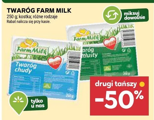 Twaróg FARM MILK 250g promocja w Stokrotka