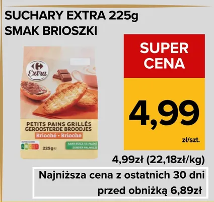 Suchary Extra smak brioszki Carrefour Extra promocja w Supeco
