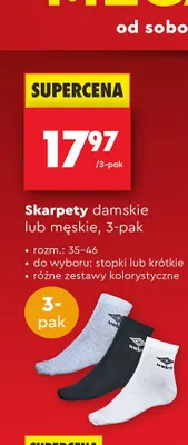 Skarpety Umbro damskie 3-pak promocja w Biedronka