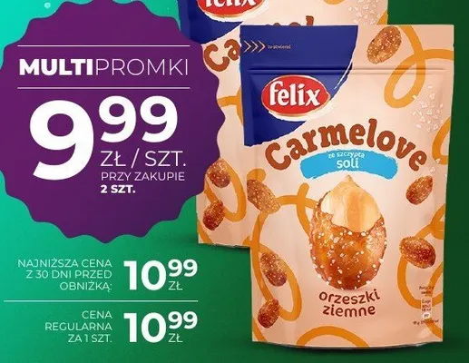 Orzeszki ziemne Carmelove w karmelu z solą Felix 160 g promocja w Duży Ben