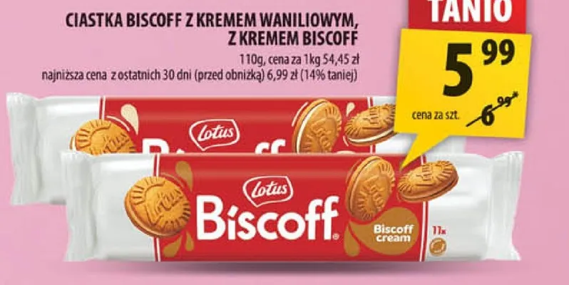 Ciastka Biscoff z kremem waniliowym, z kremem Lotus promocja w Arhelan
