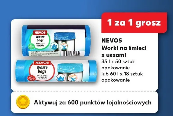 Worki na śmieci z uszami 35 l, 50 szt. Nevos promocja w Kaufland