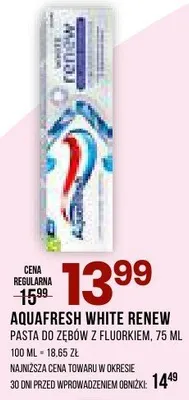 Pasta do zębów AQUAFRESH WHITE RENEW promocja w Drogerie Natura