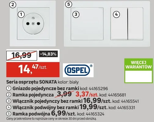 Włącznik podwójny bez ramki promocja w Leroy Merlin