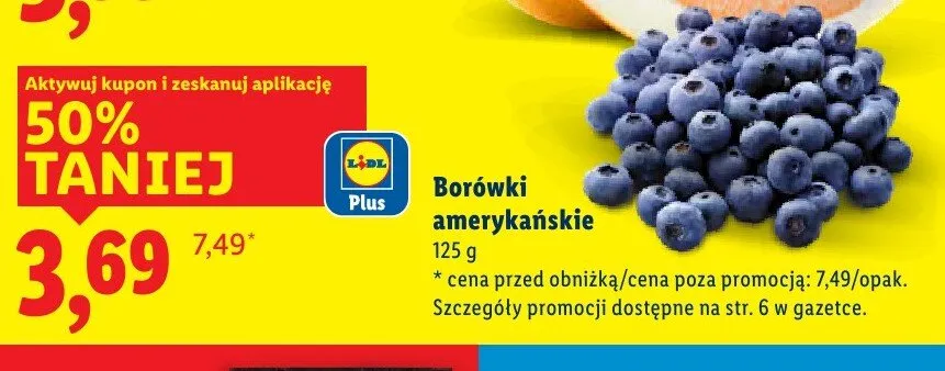 Borówki amerykańskie 125 g promocja w Lidl