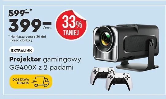 Projektor gamingowy GG400X z 2 padami  promocja w Biedronka